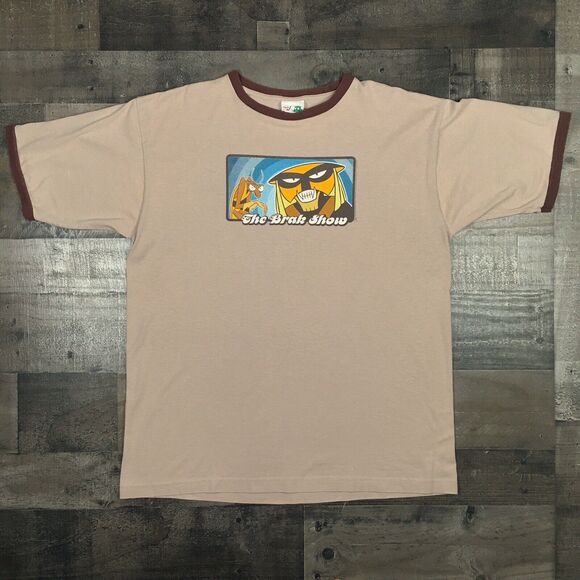 Vintage 2003 The Brak Show Cartoon Graphic Ringer T Shirt Adult Swim Brown Large - Picture 3 of 16